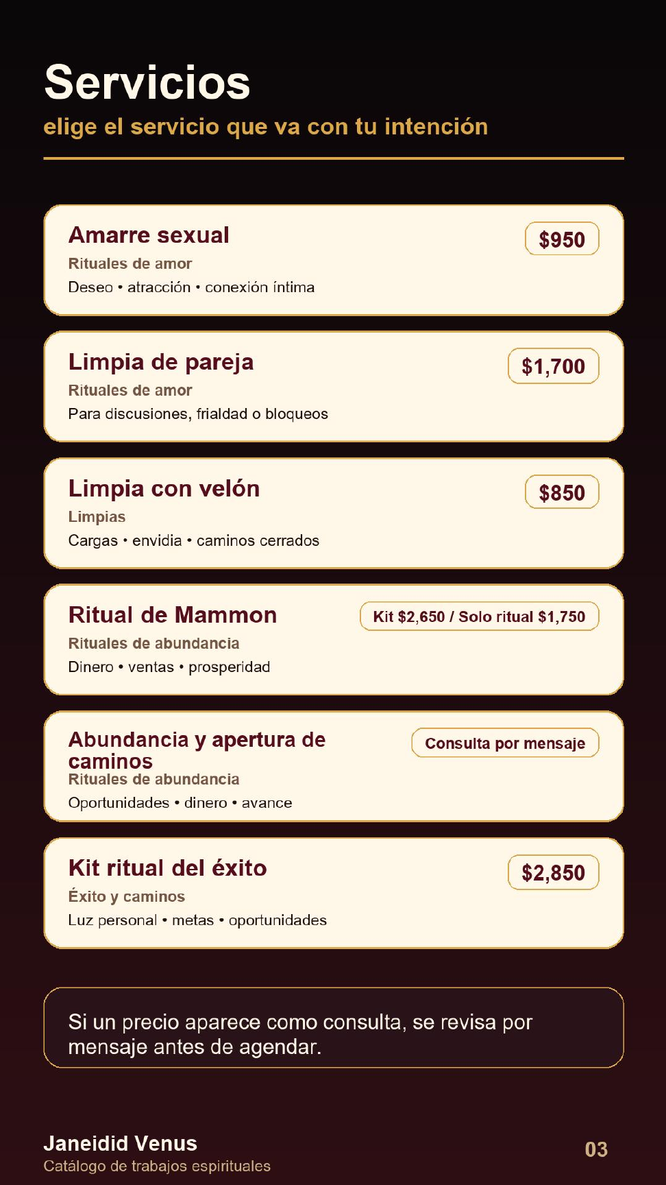 Página 3 de 10 del catálogo provisional de rituales